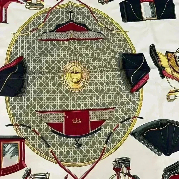 Hermes Les Voitures A Transformation Silk Scarf Vintage La Perriere Equestrian - Picture 5 of 16